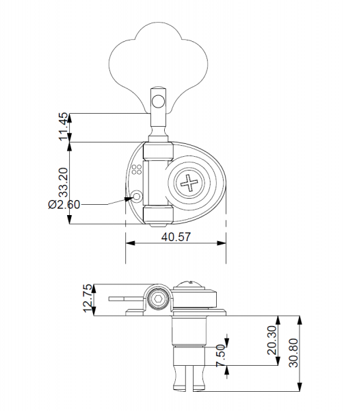 Sandberg Aluminium Lightweight Machine Head Rechts, Black Aged